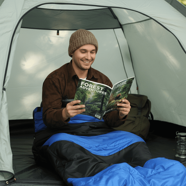42-68 °F Envelope Lightweight Sleeping Bag, Blue Waterproof Compact Envelope Sleeping Bag