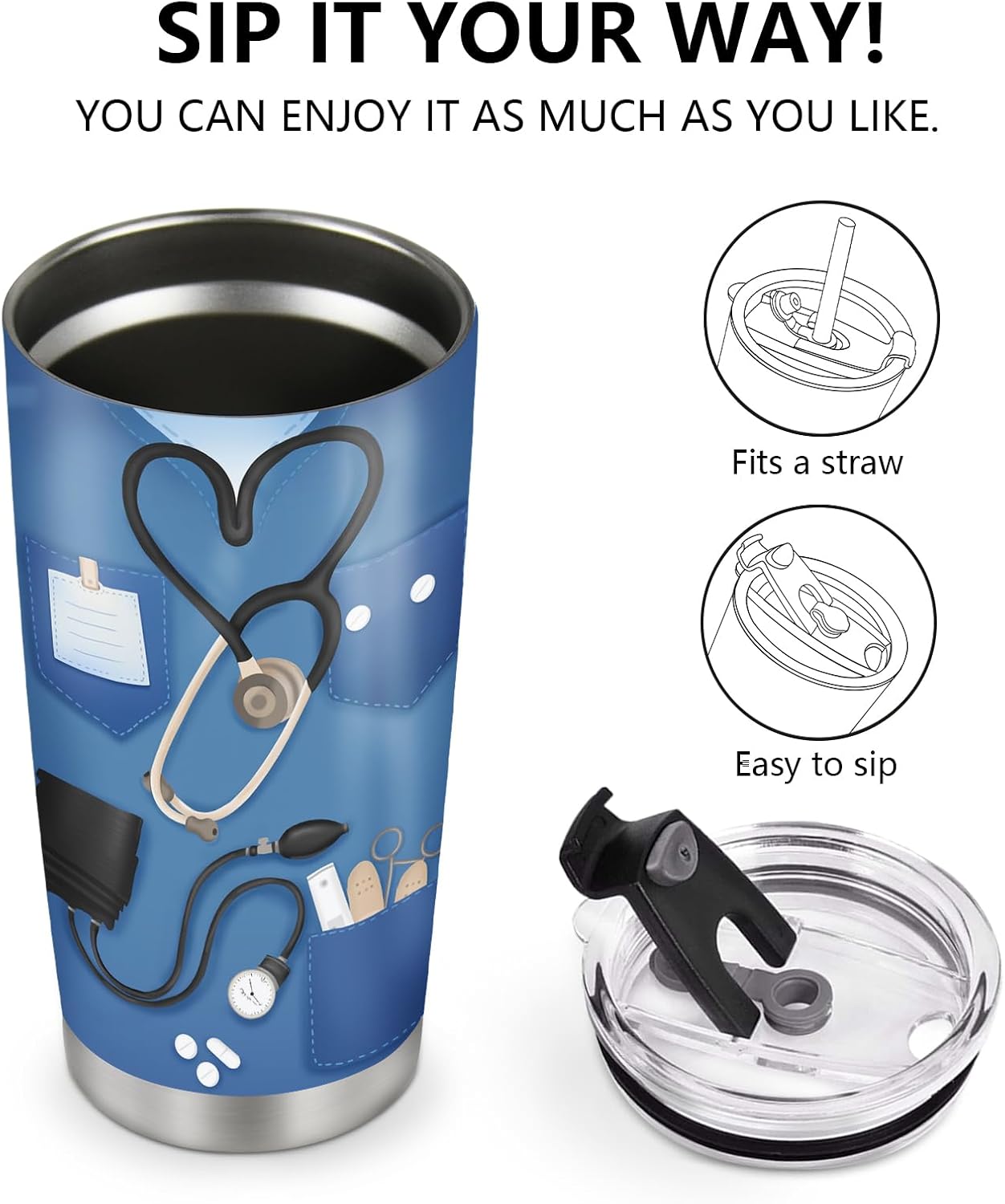Gifts for Nurse Travel Tumbler Cup - Nurse Gifts for Women Nurse Nutritional Facts Coffee Mug Stainless Steel Tumbler Insulated Double Wall Travel Cup 20oz Gifts for Nurses Birthday Christmas