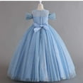 thumbnail image 5 of WMQPNNS Flower Girls Dress Sparkle Tutu Dress Girls Dresses Cold Shoulder Long A Line Wedding Party Ball Gown Girl Clothes, Dress for Age 9-10 Years, Light Blue, 5 of 5