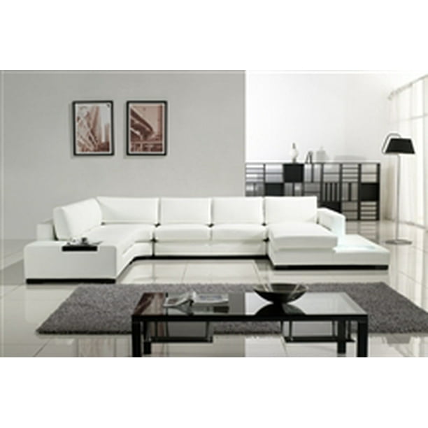 Modern White Leather Sectional Sofa Lf, White Leather Modern Sectional