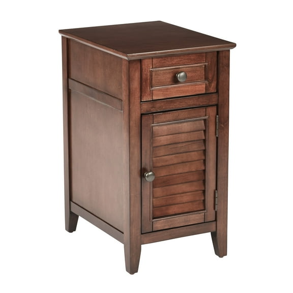OSP Home Furnishings Brooke Chair Side Table in Chestnut Finish
