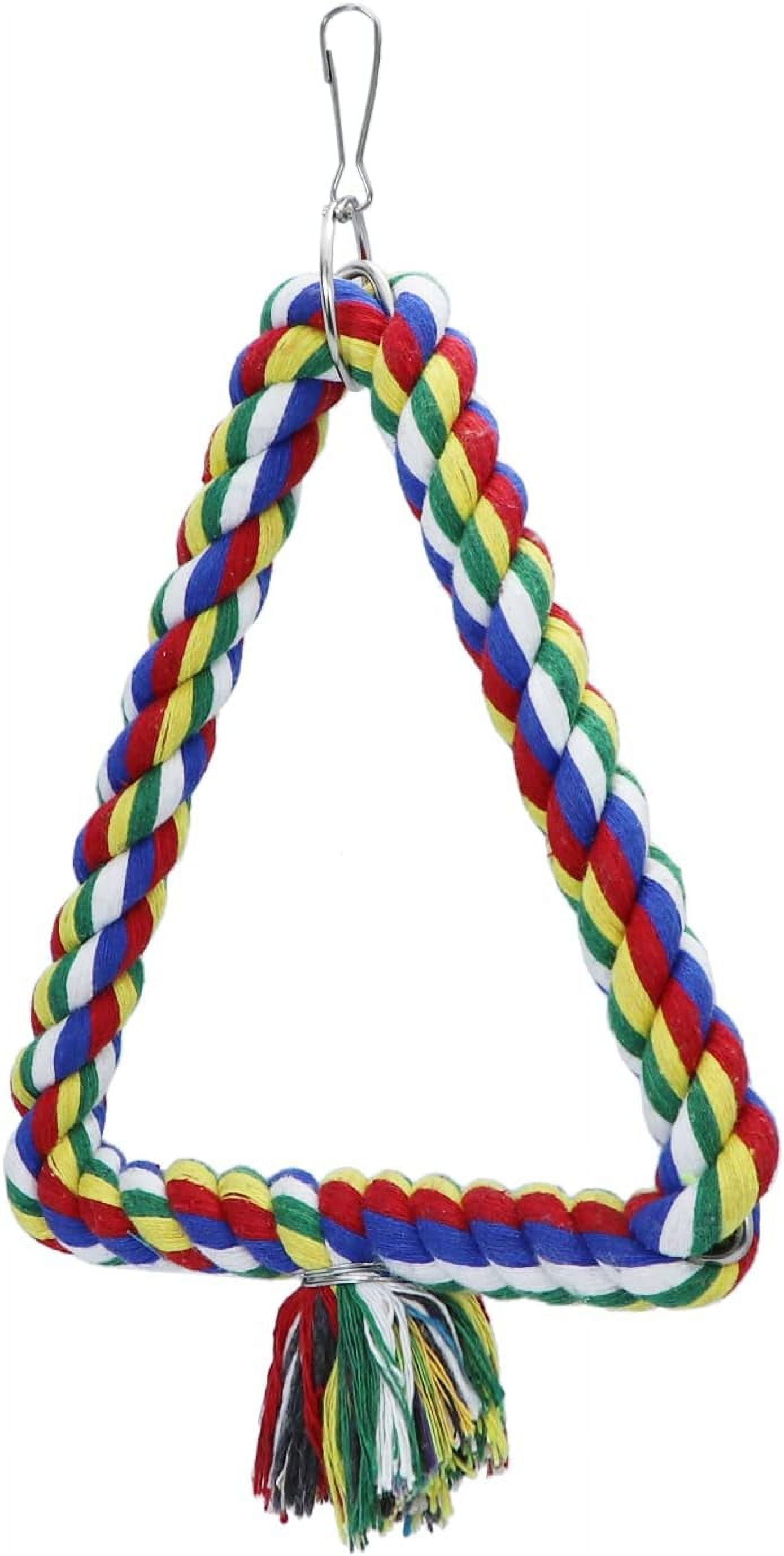 Bird Triangle Rope Swing Colorful Perch Chewing Toy for Parrots