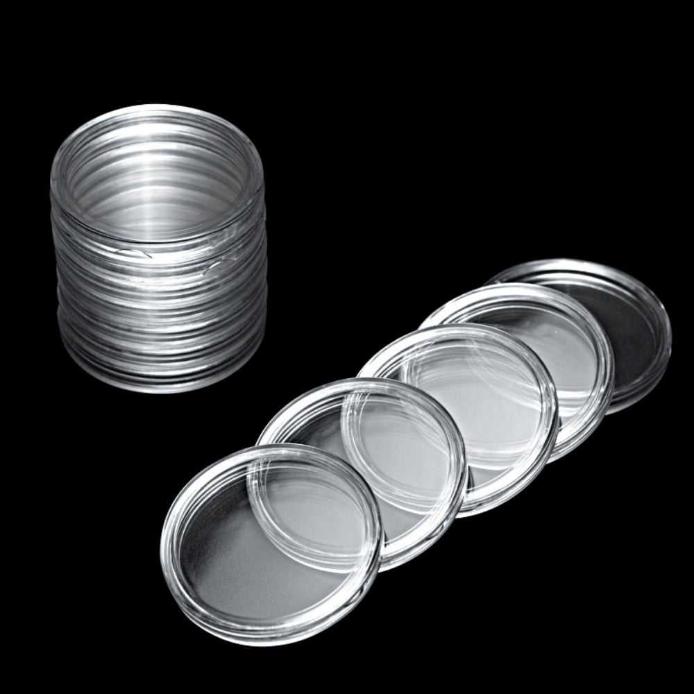 60 Pieces Silver Dollar Coin Case Holder for Collectors 40.6mm Silver Bar Plastic Round Coin Capsules Covers for Silver Bar Coin Collection Supplies, Coin Storage Case Box for Coin Collection