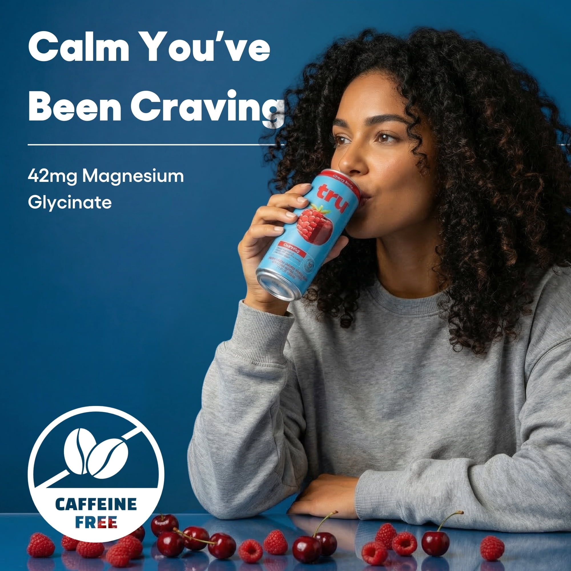 Tru Calming Drink Variety Pack, Magnesium Glycinate Sparkling Water with Real Fruit Juice, 3 Flavors, Caffeine Free, No Added Sugar, Keto, Vegan, Kosher, Gluten Free, 12 Fl Oz (Pack of 12)