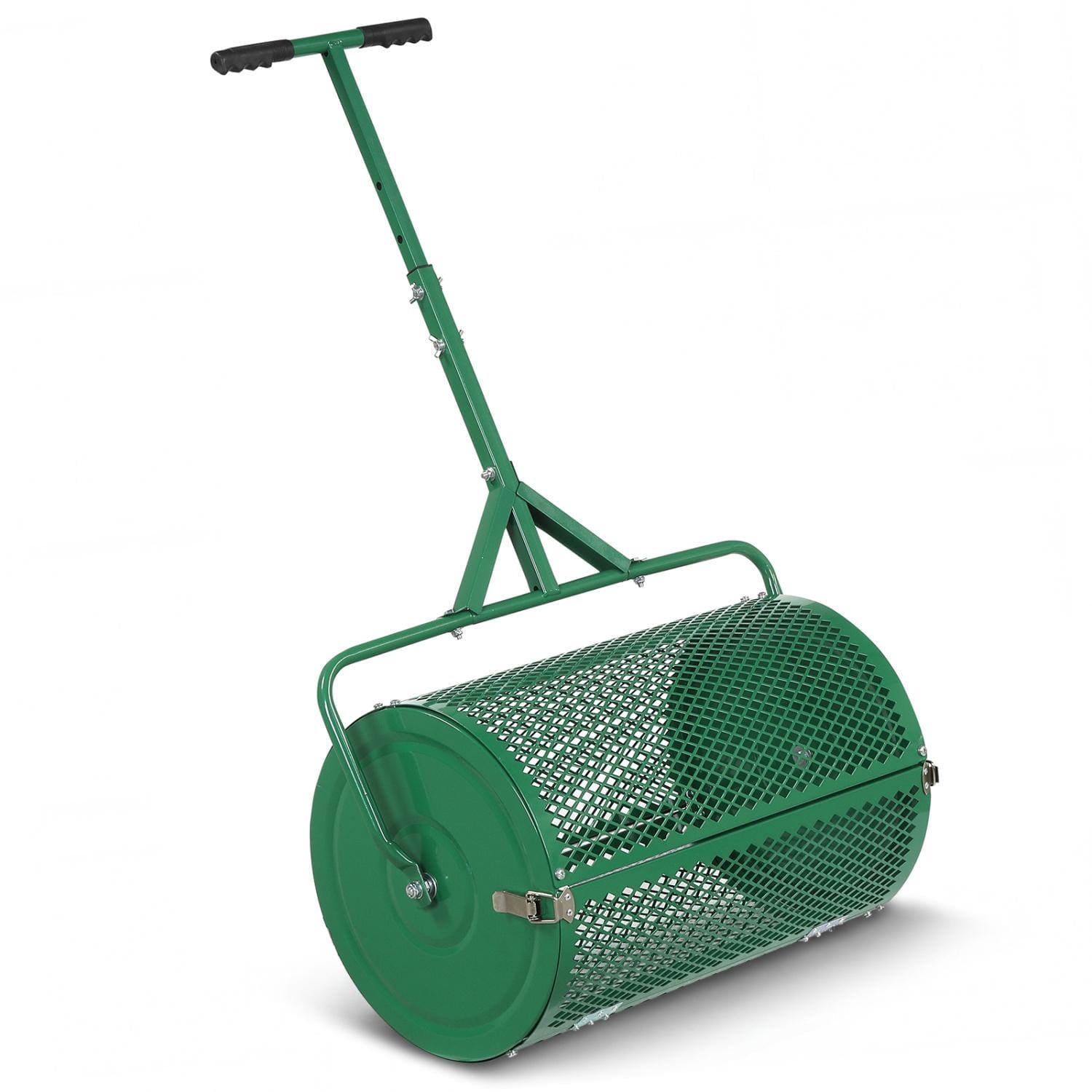Resenkos 24 Inch Heavy Duty Peat Moss Spreader Roller, Height Adjustable T Handle Lawn Compost Spreader for Topsoil Sand and Lawn Care, Green