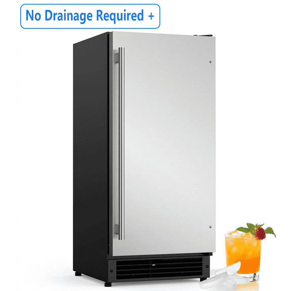 OUTBID 15" W Drainless Under Counter Ice Maker 22LBS Storage Bin Makes Crescent Ice A Free Standing and Built in Ice Maker for Home and Commercial Use ETL Approved No Drain Needed