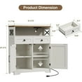 thumbnail image 6 of Farmhouse Storage Cabinet with Charge Station & Open Shelf,Coffee Bar Station Table with Adjustable Shelves and Barn Doors for Kitchen Dining Room,White, 6 of 9