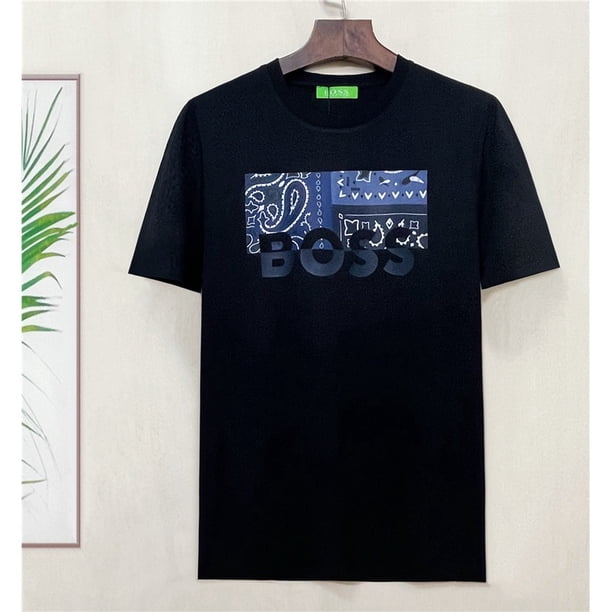 B0SS Verano Nuevo Manga Corta Algodón Letra Impresión S-4XL