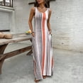 thumbnail image 2 of CIENVNSTG Summer Dresses for Women 2026 U Neck Sleeveless Casual Midi Dress Striped Printed Beach Vacation Sundresses with Pockets Vermilion S, 2 of 5