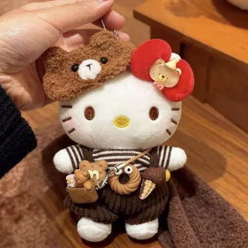 hello Cartoon Red Glasses Apron Keychain Plush Toy Backpack Doll Plush Keychain for Women Style 14