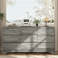 thumbnail image 7 of Dresser for Bedroom with 9 Drawers, 63" Large Modern Dressers & Chest of Drawers with Curved Profile Design, Wood Closet Clothes Storage Long Dressers Organizer for Bedroom Living Room Hallway, Grey, 7 of 7