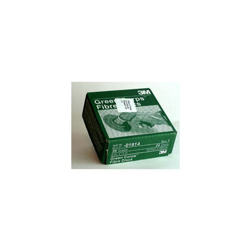 3M 1914 5/" 36 GRIT Green Corps Fibre Sandpaper Grinding Disc 20 in a box 01914