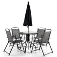 thumbnail image 4 of Gymax Ensemble de Salle à Manger de Patio et de Jardin 6 Pcs avec Table Ronde et 4 Chaises Pliantes et Parasol Inclinable, 4 of 8