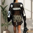 thumbnail image 4 of See Through Jersey for Women V Neck Long Sleeve See Through Jersey Sports Number Tops Streetwear for Sports steady, 4 of 6