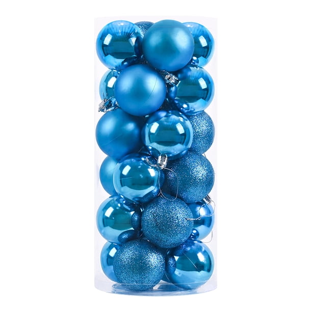 Decoración del árbol de Navidad Bolas de Navidad reutilizables, irrompibles, 4cm, decoración del hogar para bodas, 24 Uds. (azul lago)