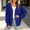 thumbnail image 7 of Otvok Womens Long Lantern Sleeve Knit Cardigan, Ladies Textured Open Knit V Neck Button Front Loose Casual Sweater Coat, 7 of 7