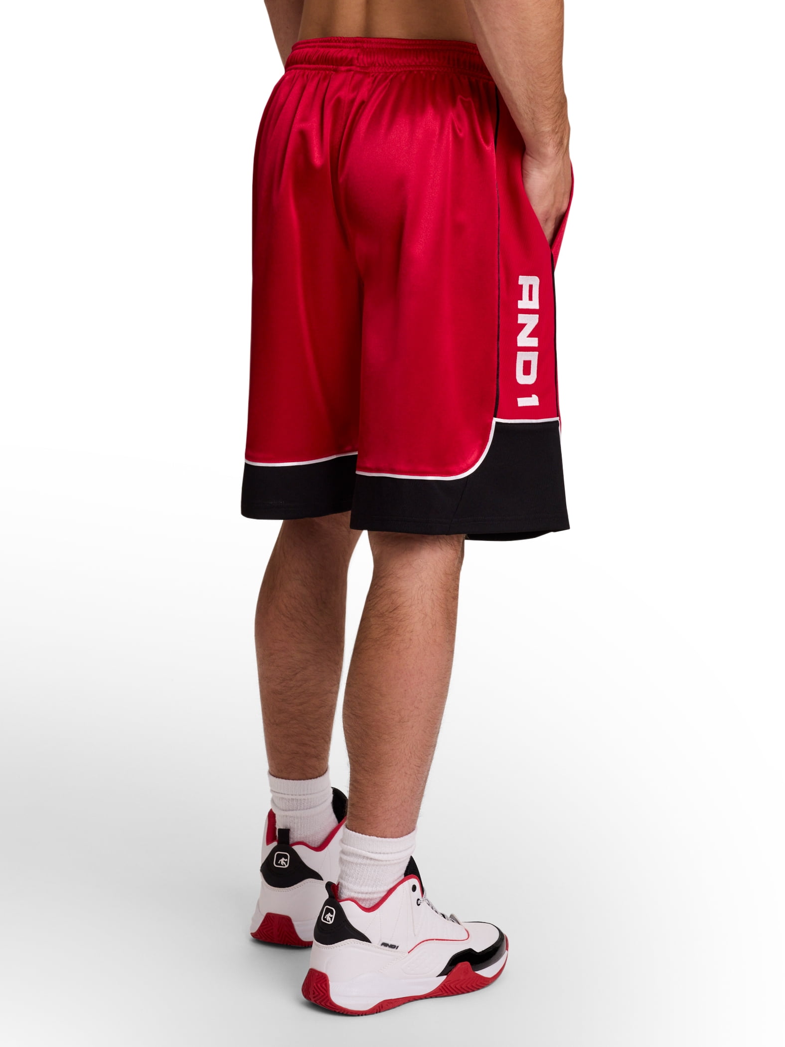 AND1 Men's and Big Men's All Court Colorblock Short, 11" inseam, up to Size 5XL