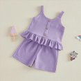 thumbnail image 4 of kpoplk Toddler Girl Outfits Floral Tops Sleeveless Tank Tops Shorts Headband Summer Clothes Set Size 18-24 Months,Purple, 4 of 7