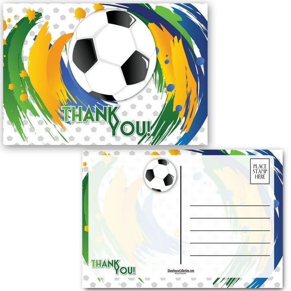 Soccer Ball Thank You Postcards - 4 x 6 Soccer Postcards 40 Cards Per Pack - B17