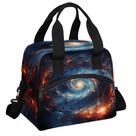 Herdesigns Space Insulated Lunch Bag for Women Men Adults Large Reusable Lunch Box Galaxy Nebula Outer Space Leakproof Cooler Tote Bags with Adjustable Shoulder Strap