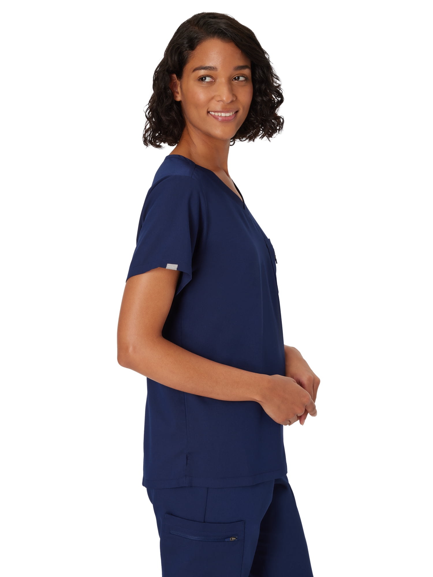 Hanes Women's Scrubs V-Neck Scrub Top, Premium, Short Sleeve, 1 Pocket, Sizes XS-3XL