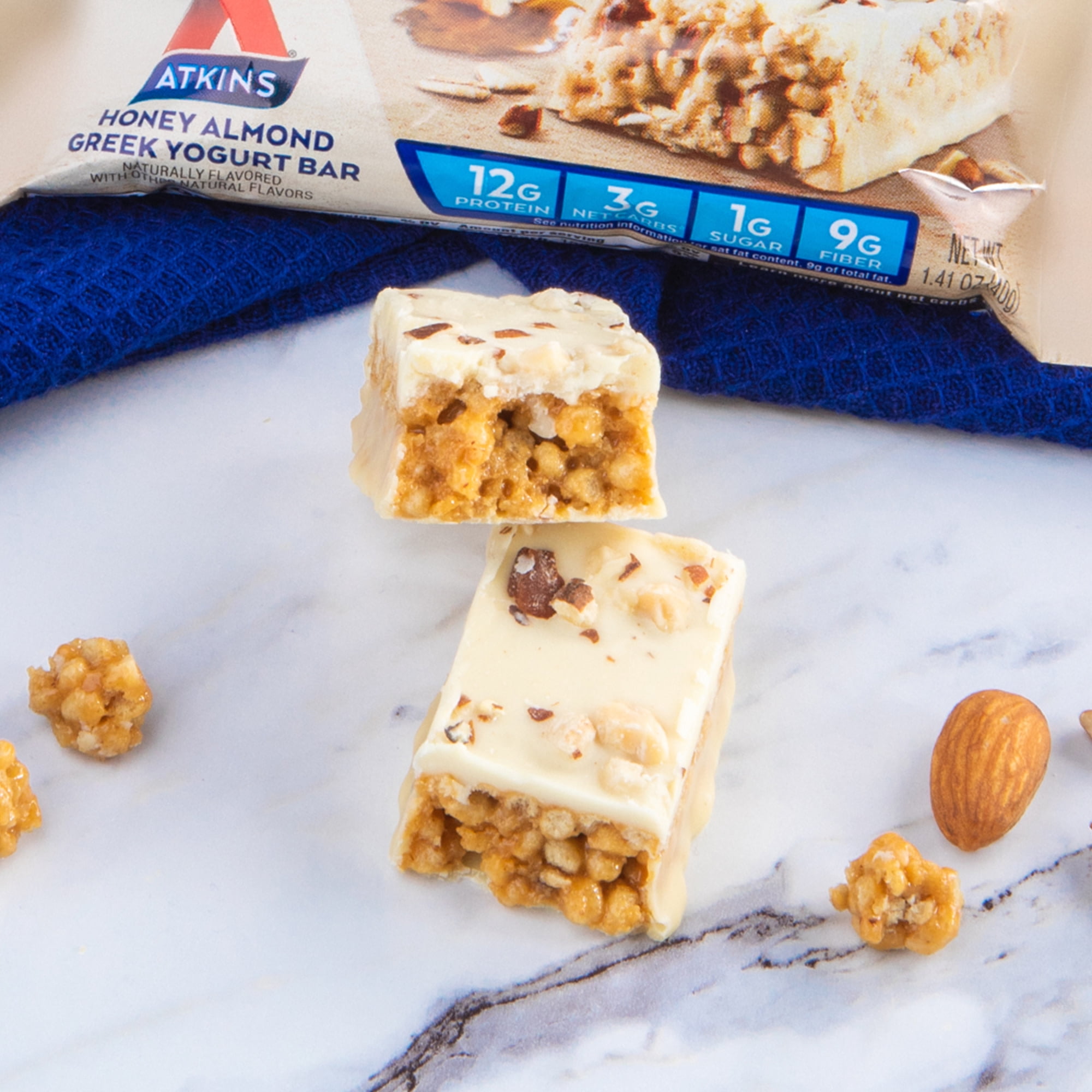 Atkins Honey Almond Greek Yogurt Bar, 1.55 oz, 5-pack (Snack Bar)