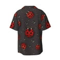 thumbnail image 2 of KLL Red Ladybugs On Dark Background Print Men's Shirt Short Sleeve Button Down Summer Cuba Beach Shirts- X-Large, 2 of 7