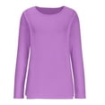 thumbnail image 4 of Lenpel Women's Long Sleeve Tops Soft Casual Crew Neck Solid Color Basic T Shirts Loose Tunic Tee Tops, 4 of 7