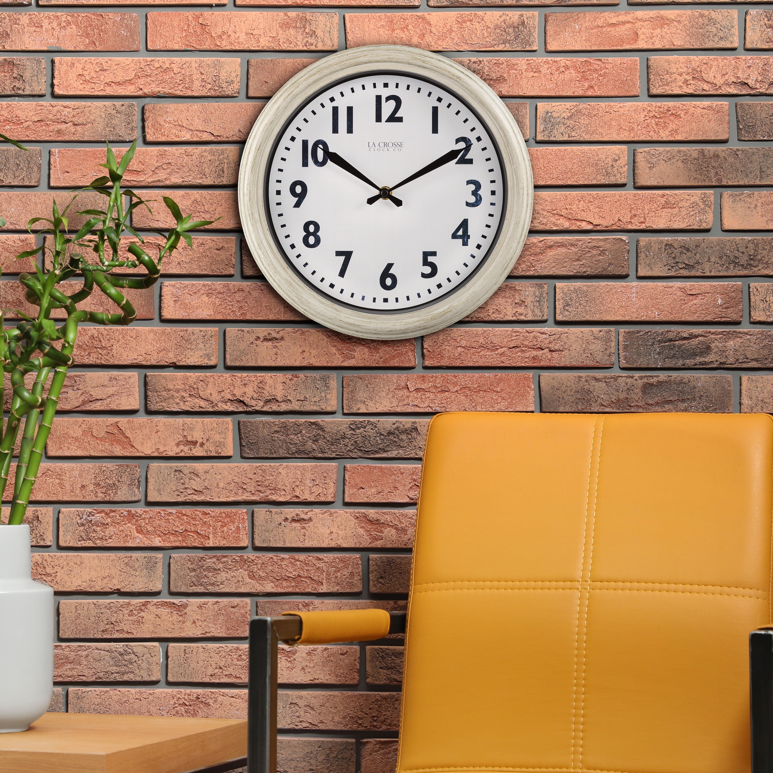 La Crosse Clock 12 Inch Antique White Wynn Quartz Wall Clock, 404-3030W