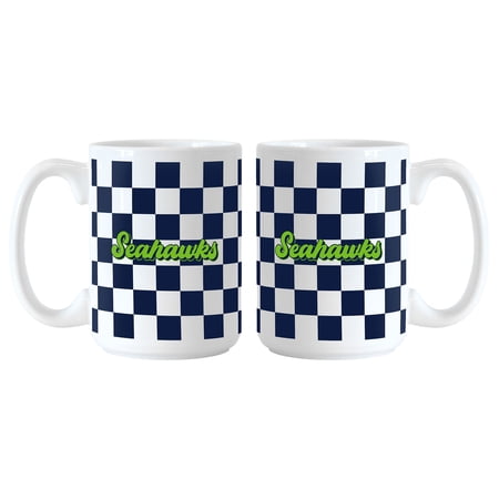 Seattle Seahawks 2-Pack 15oz. Checkered Wordmark Mug Set