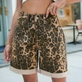 thumbnail image 5 of Womens Jean Shorts Knee Length Trendy Y2k High Waisted Wide Leg Casual Summer Shorts with Pockets Leopard Print M, 5 of 6