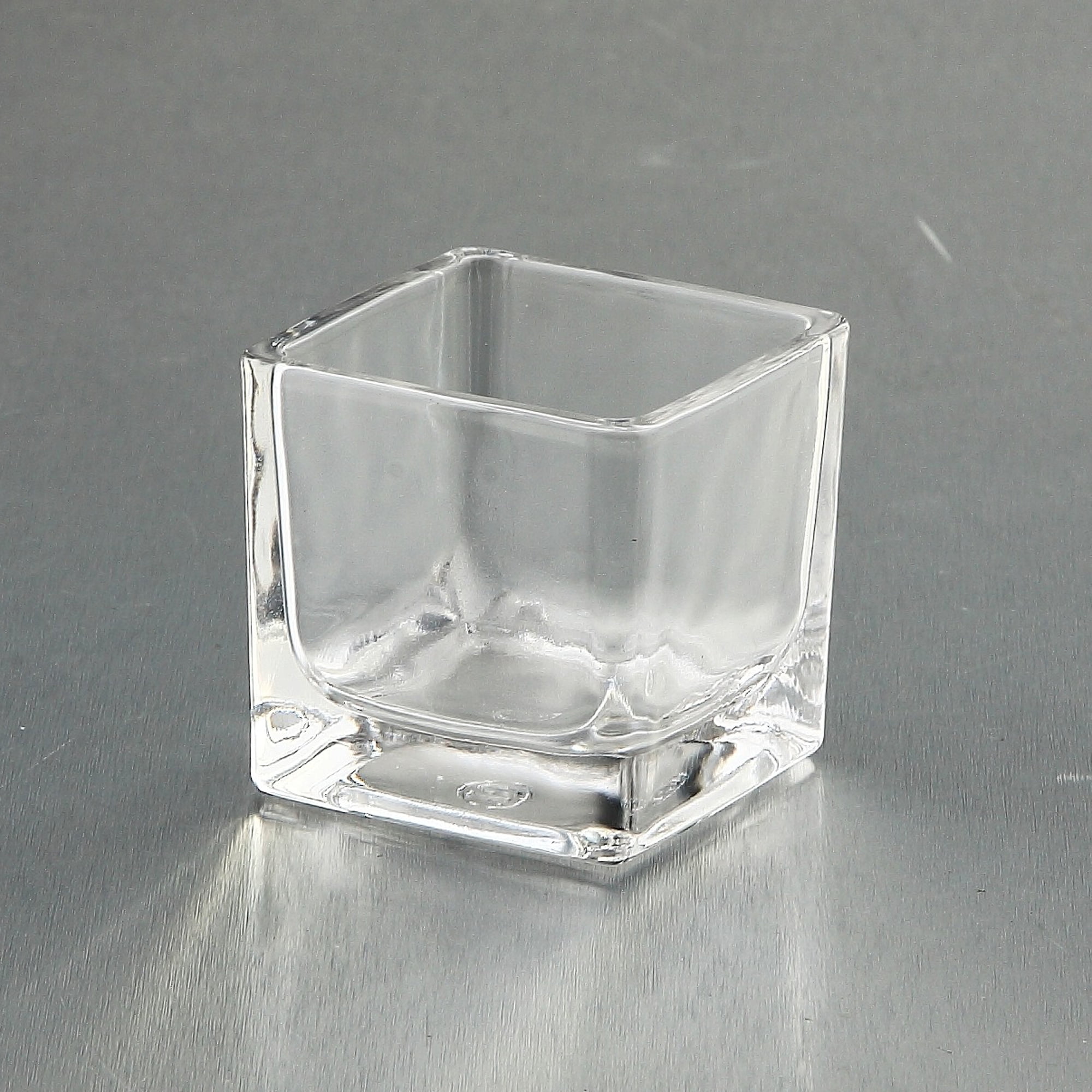 2.5" Clear Square Handblown Glass Vase
