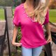 thumbnail image 4 of Camiseta de Manga Corta de Verano para las Mujeres con Cuello en V, Primavera de Verano de Poliéster, 4 of 7