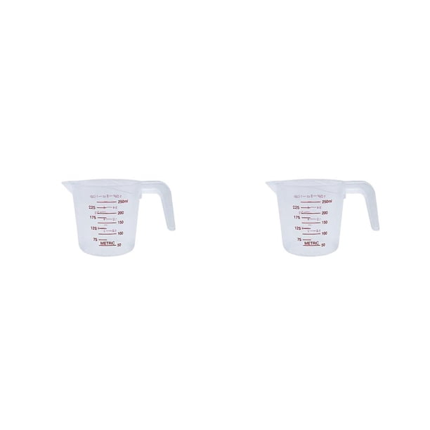 Bewildely Measuring Jug Convenient V-shaped Glass Baking Anti-skidding Graduated Handle Tools Nozzle Kitchen 250ml 2Conjunto