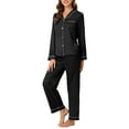 thumbnail image 4 of Unique Bargains Women's Pajama Loungewear Long Sleeves Tops and Pants Satin Sleepwear Sets, 4 of 5