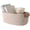 Brown Small, variant on Cotton Rope Storage Basket with PU Leather Handles, Woven Organizer Basket for Clothes, Towels, Books and Home Storage,White Large