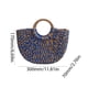 thumbnail image 2 of Bolso de mano de paja para mujer, bolso de mano de viaje informal de gran capacidad, bolso tejido semicírculo de choque de colores, bolso de playa de verano, 2 of 3
