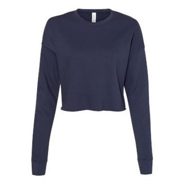 Bella Plus Canvas B53205656 Womens Cropped Crew Fleece, Navy - Extra Large