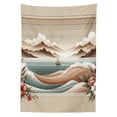 thumbnail image 2 of Ambesonne Nautical Tablecloth Rectangular Table Cover, Serene Horizon Sailboat, 60"x90", Tan Sepia and Pale Seafoam, 2 of 3