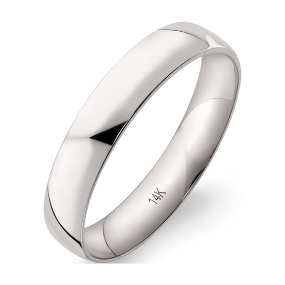 Men's 14K White Gold 4mm Comfort Fit Plain Wedding Band (Available Ring Sizes 8-12 1/2) Size 9.5