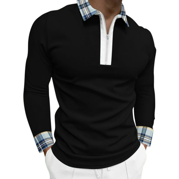 outfmvch polo shirts for men male casual summer plaid collar t shirt turn down collar short sleeve t shirt womens tops black