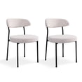 thumbnail image 2 of Boucle Upholstered Dining Chairs with Curved Backrest & Metal Legs Set of 2, Beige, 2 of 6