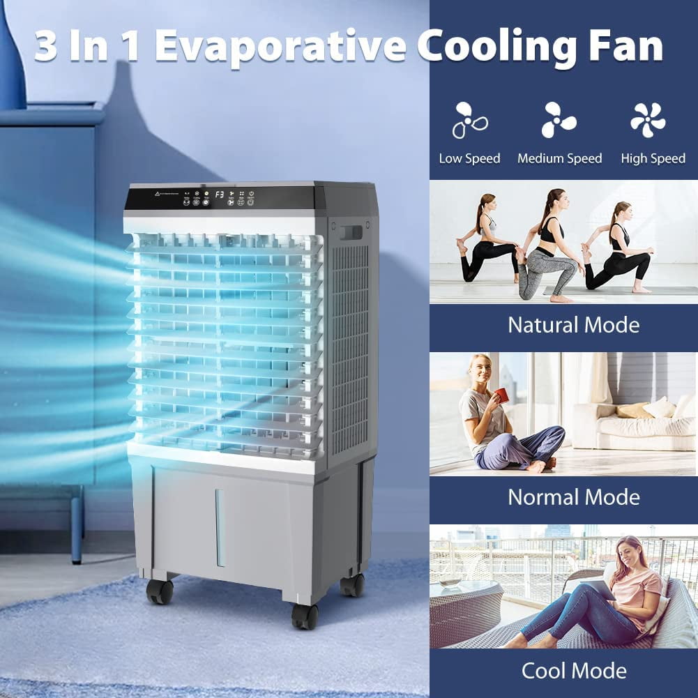 LifePlus 20L Portable Evaporative Air Cooler Fan Humidifier Indoor/Outdoor 5.3Gallon 1800CFM for Commercial Patio Office Shop