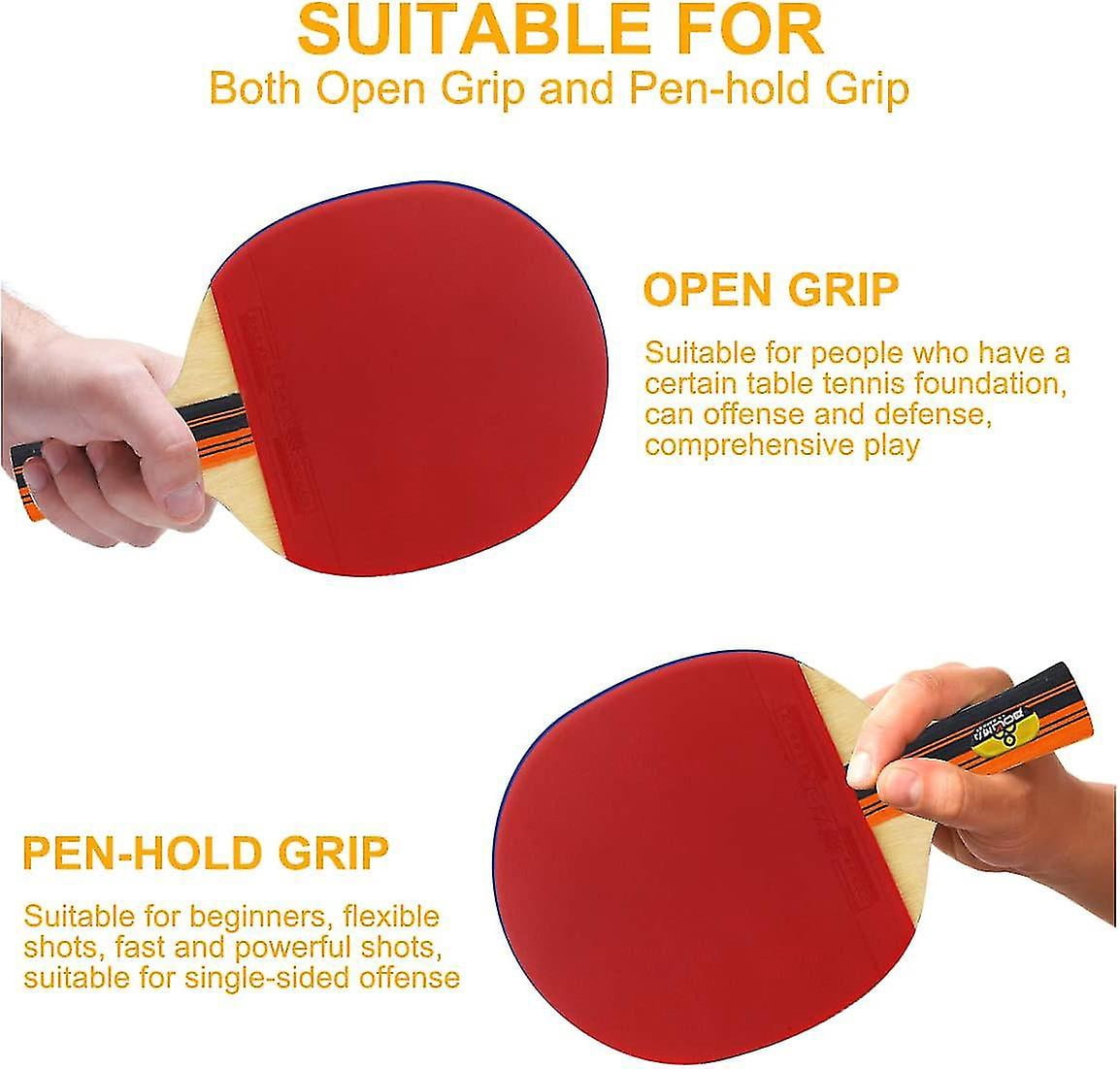 Table Tennis Bats Professional Ping Pong Racket Paddle Set With 2 Bats And 3 Balls In Carrying Case Table