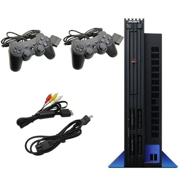 Restored PlayStation 2 PS2 Console with 2 RetroFam PS2 Controller, Black (Refurbished)