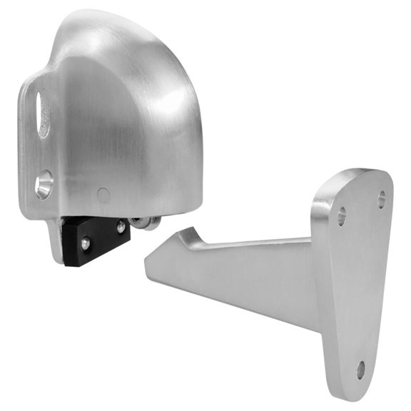 Rockwood 494-RKW US26D Automatic Door Holder and Stop 3-3/4 Clearance Wall to Door Wall Strike Plastic Anchor Fasteners Satin Chrome Finish