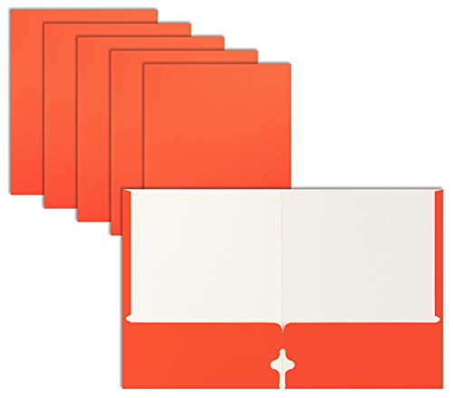 Two Pocket Portfolio Folders, 50-Pack, Orange, Letter Size Paper Folders, by Better Office Products, 50 Pieces, Orange