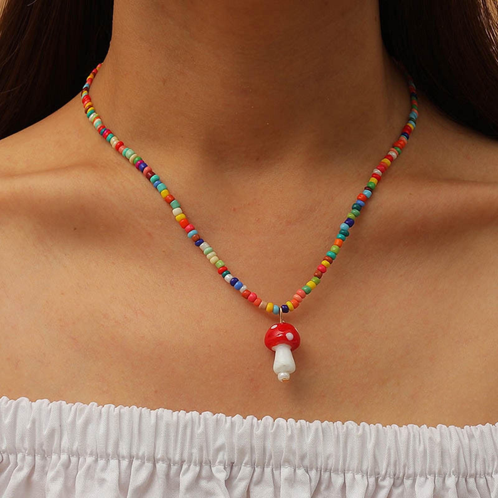 2pcs Girls Mushroom Charm Beaded Necklace | SHEIN IN