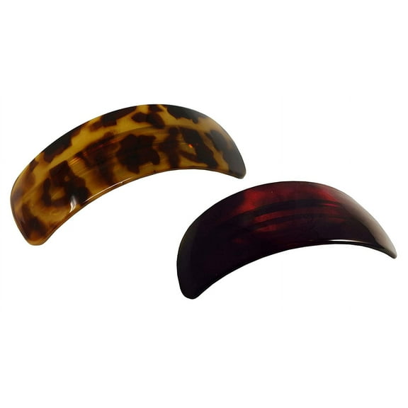 Parcelona French Curved Wide Shell And Savana Large 4” Celluloid 2 Hair Barrette
