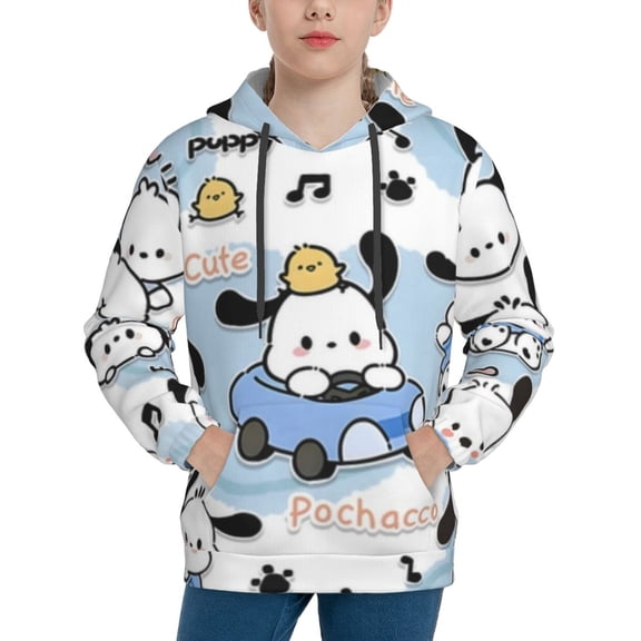Sanrio Pochacco Kids' Hoodie 3d Print Sweatshirt Soft Pullover Hooded With Big Pockets Fans Gifts For Boys Or Girls Small